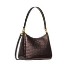 Kate Spade Margot Metallic Croc Embossed Convertible Shoulder Bag Hot Fudge