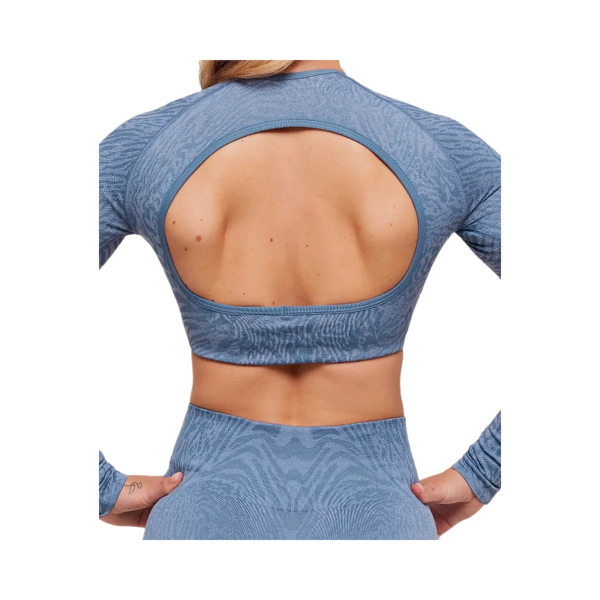 Gymshark Adapt Animal Long Sleeve Crop Top - Worn Blue/Peri Blue