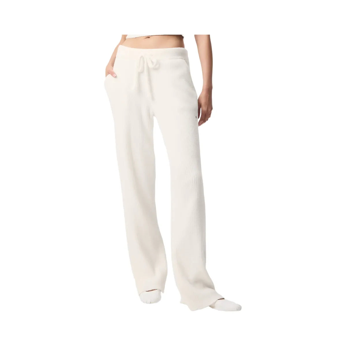 Alo Women's Snuggle Up Sweater High-Waist Wide Leg Pant - Ivory