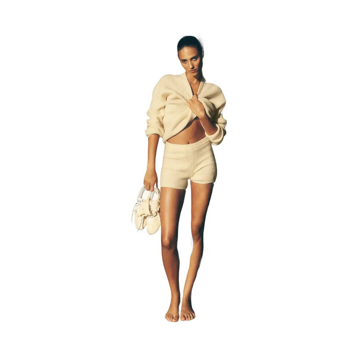 Alo Women's Wool Cashmere Ribbed Noble Short - Candlelight Yellow