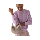 Kate Spade Nova Faux Fur Small Crescent Shoulder Bag Cozy Grey