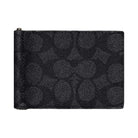 Coach Slim Money Clip Billfold Wallet In Signature Canvas Gunmetal Charcoal Black