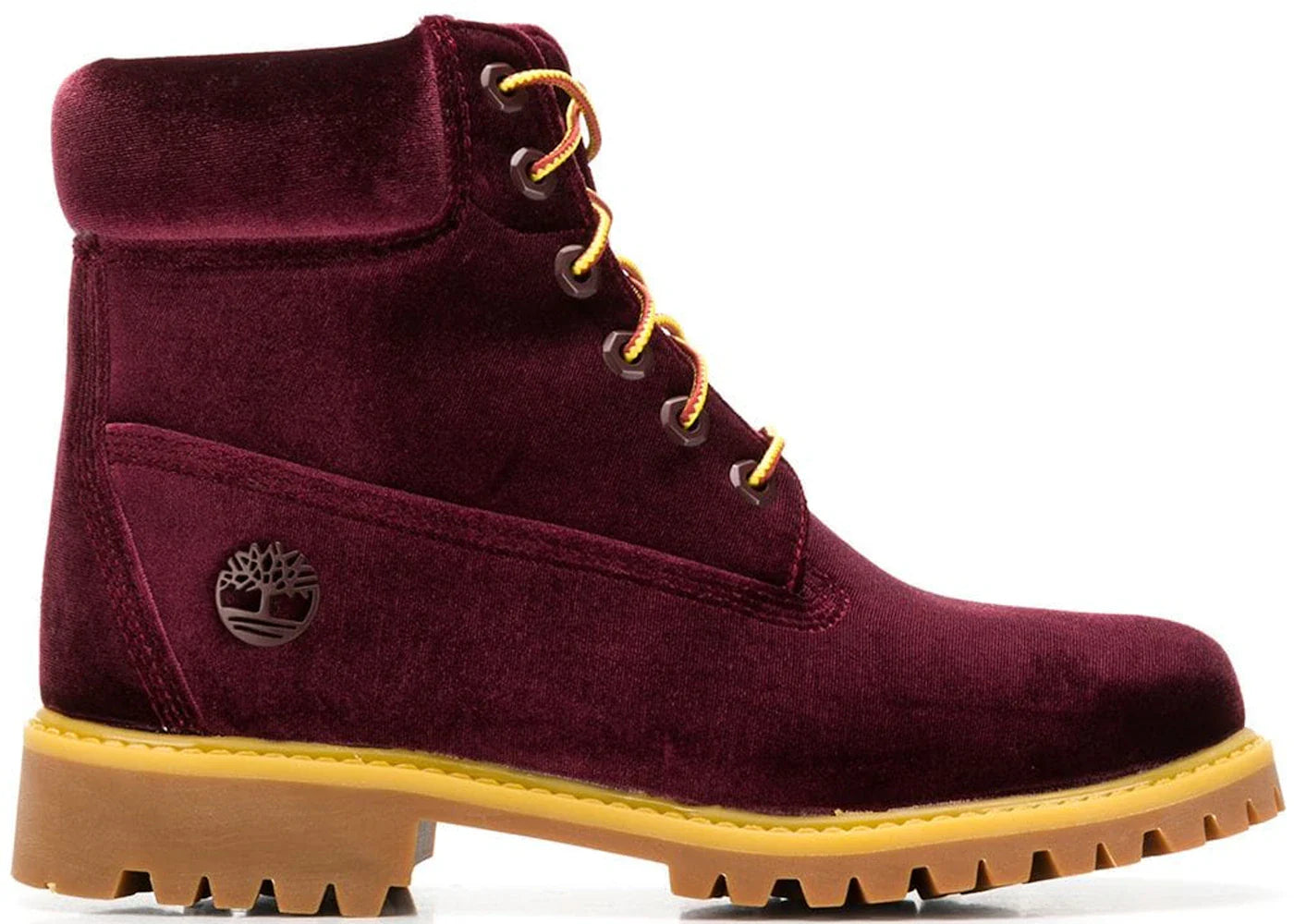 Timberland 6 Boot Off-White Velvet Wine Womens