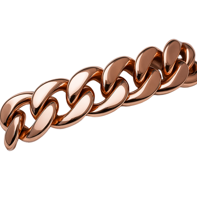 Rose gold chain bracelet on a white background