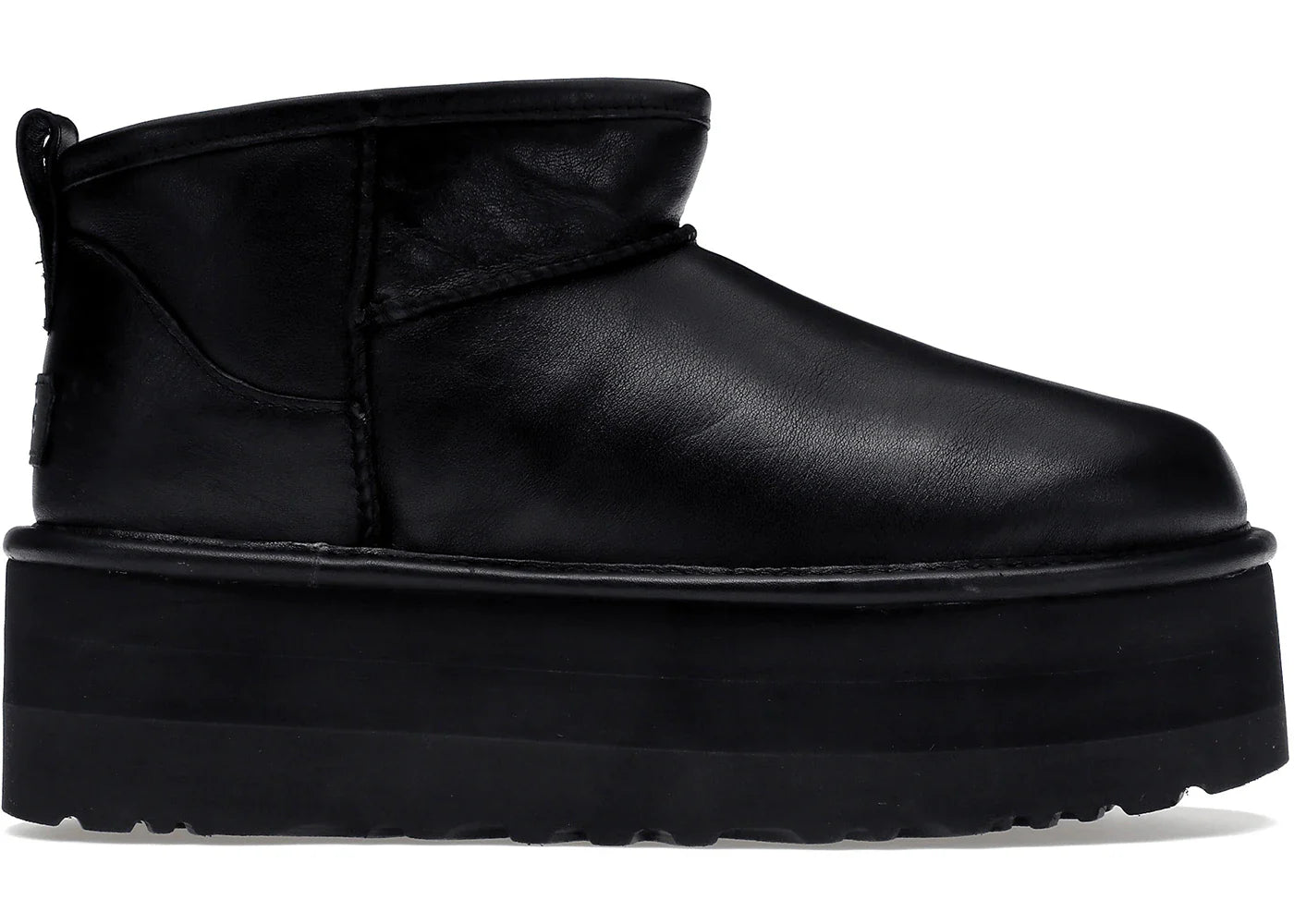 Ugg Classic Ultra Mini Platform Boot Black Leather Womens