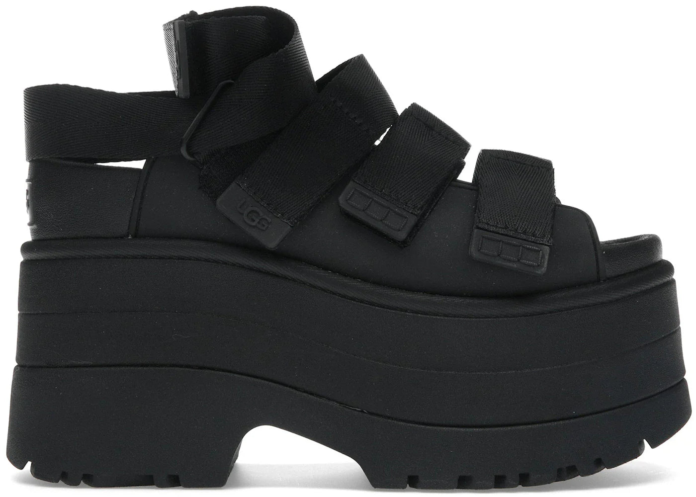 Ugg Goldenrise Platform Sandals Black Womens