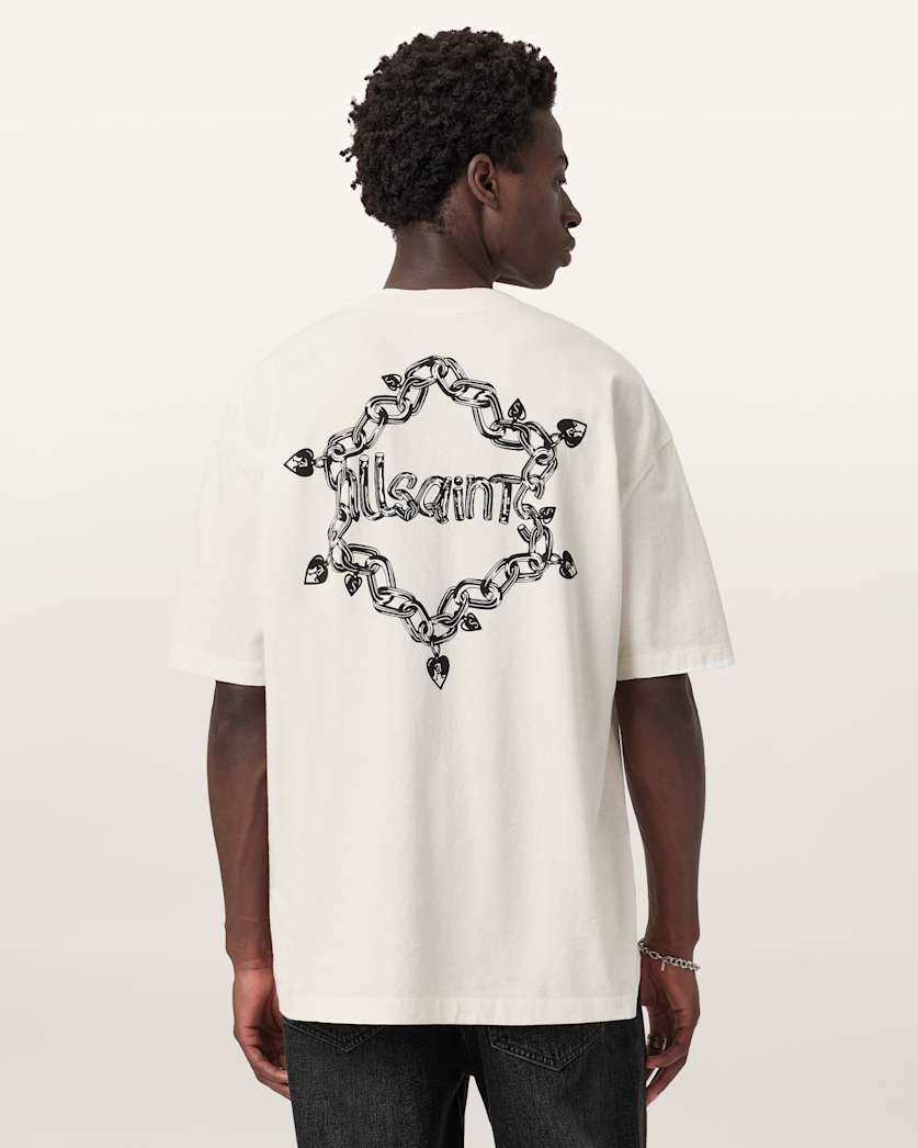 AllSaints Drip Short Sleeve Oversized T-Shirt – Chalk White