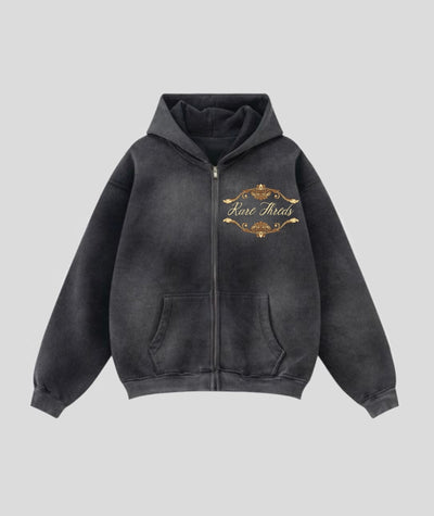 Oversized Acid-Wash Zip Hoodie