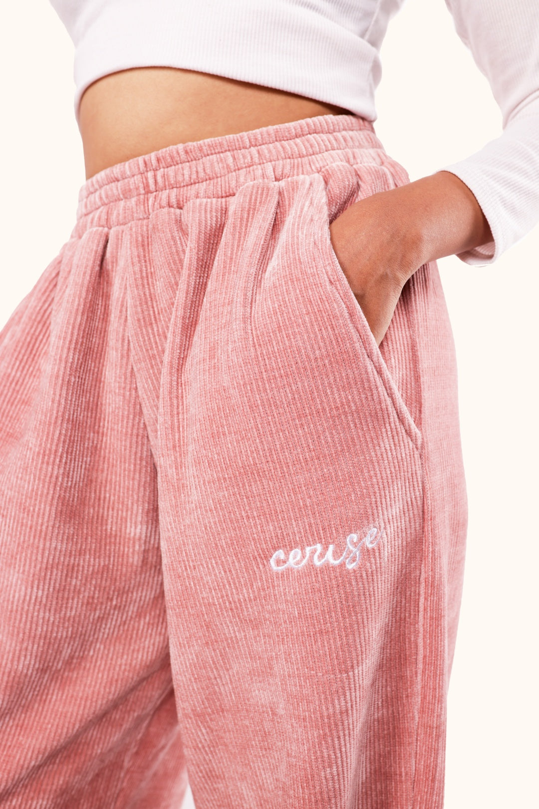 CERISE BREEZY CORD PANTS - PINK