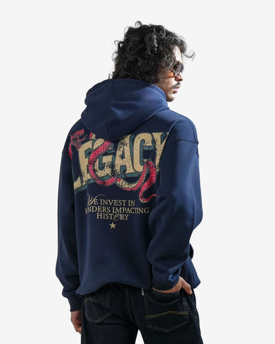 Legacy V2 - Navy Blue Oversized Printed Hoodie