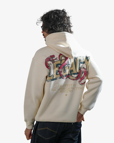 Legacy V2 - Off White Oversized Printed Hoodie