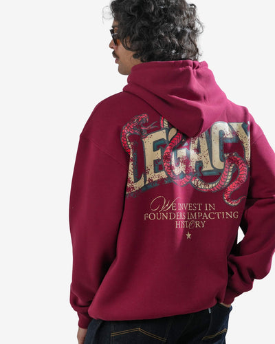 Legacy V2 - Wine Oversized Printed Hoodie