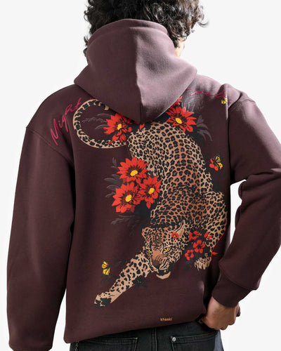 Graceful Might Hoodie - Coffee Oversized Printed Hoodie
