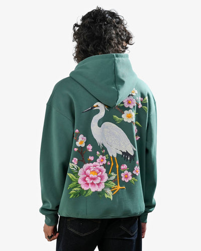 Bloomed Hoodie - Teal Oversized Printed Zipper Hoodie