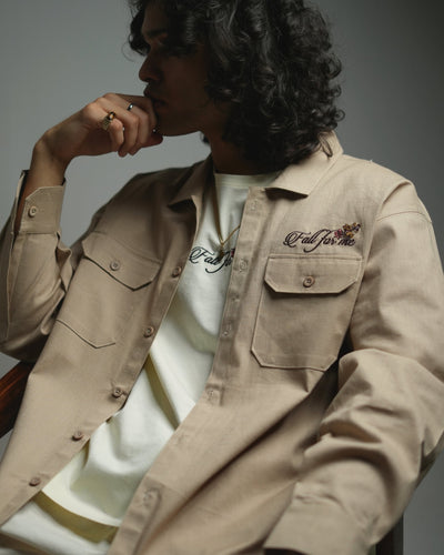 Fall For Me - Beige Oversized Linen Shirt