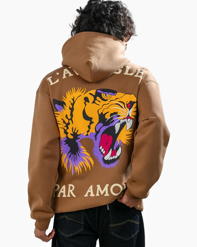 Ruthless - Khaki Oversized Printed Hoodie