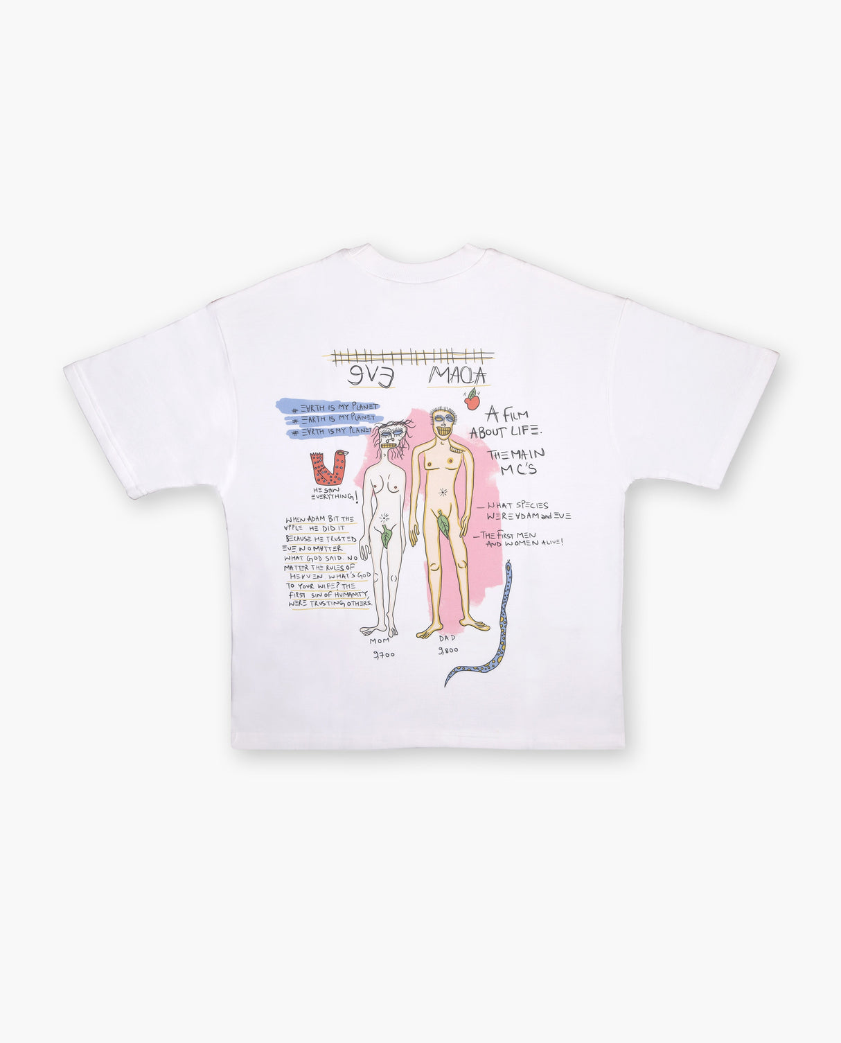 Adam & Eve - White Oversized Unisex T-shirt