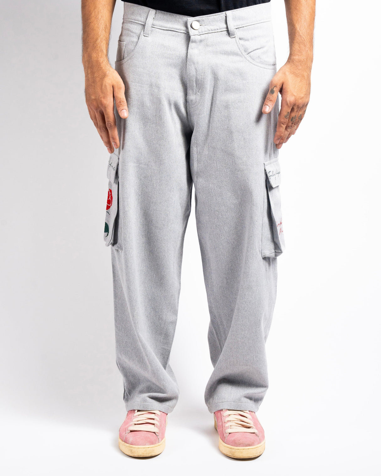 Handloom Cargo Pants - Concrete