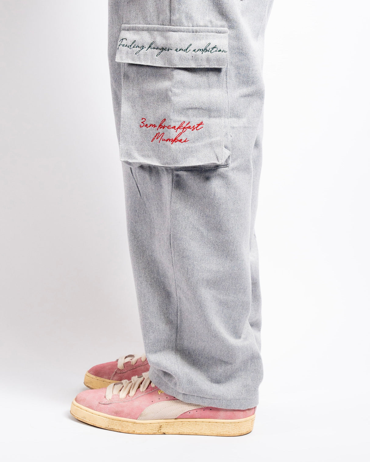 Handloom Cargo Pants - Concrete