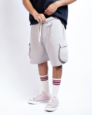 Shinobi Round Pocket Cargo Shorts - Grey