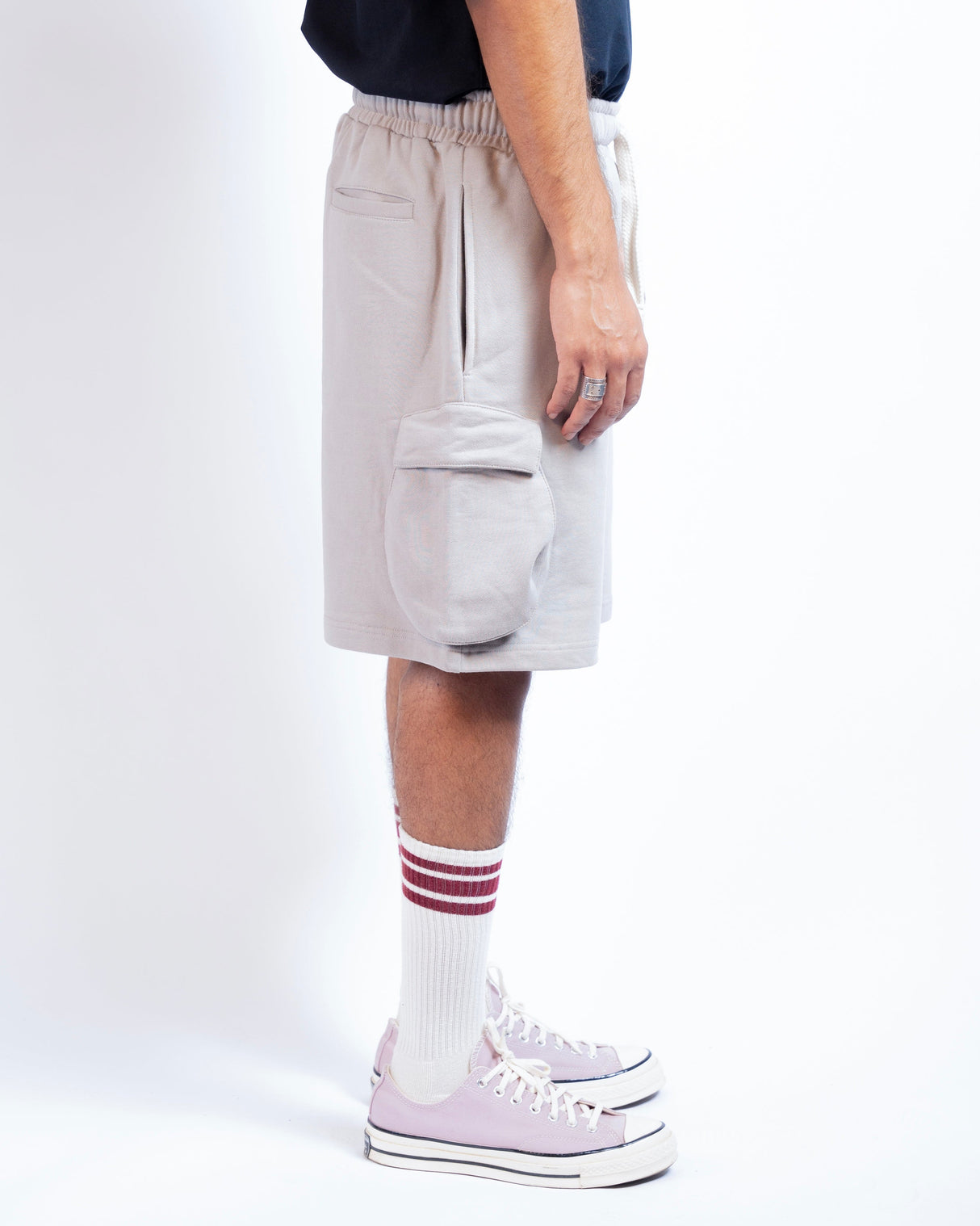 Shinobi Round Pocket Cargo Shorts - Grey