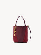 CHLOE Small Chloé Spin tote bag in suede & soft leather Burnt Red