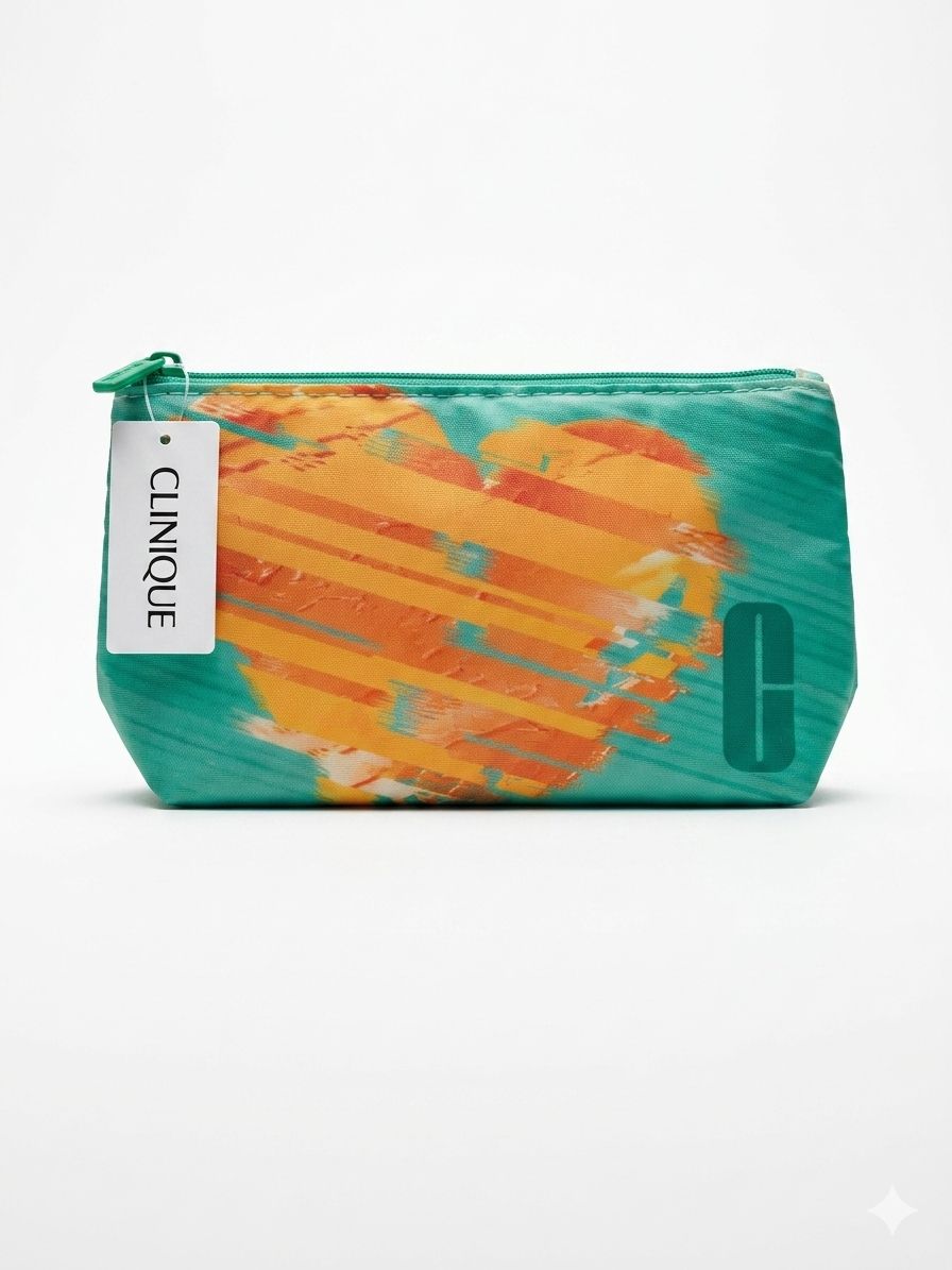 Clinique vibrant Green & Orange Cosmetic Bag