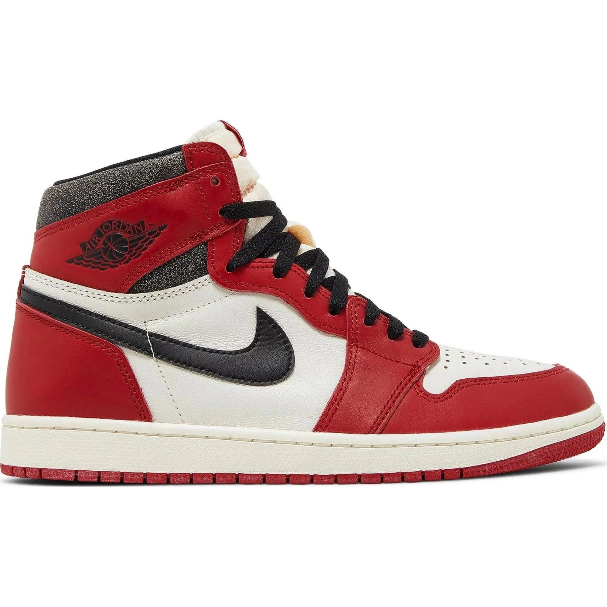 Air Jordan 1 Retro High OG Chicago Lost and Found sneaker in red, white, and black leather
