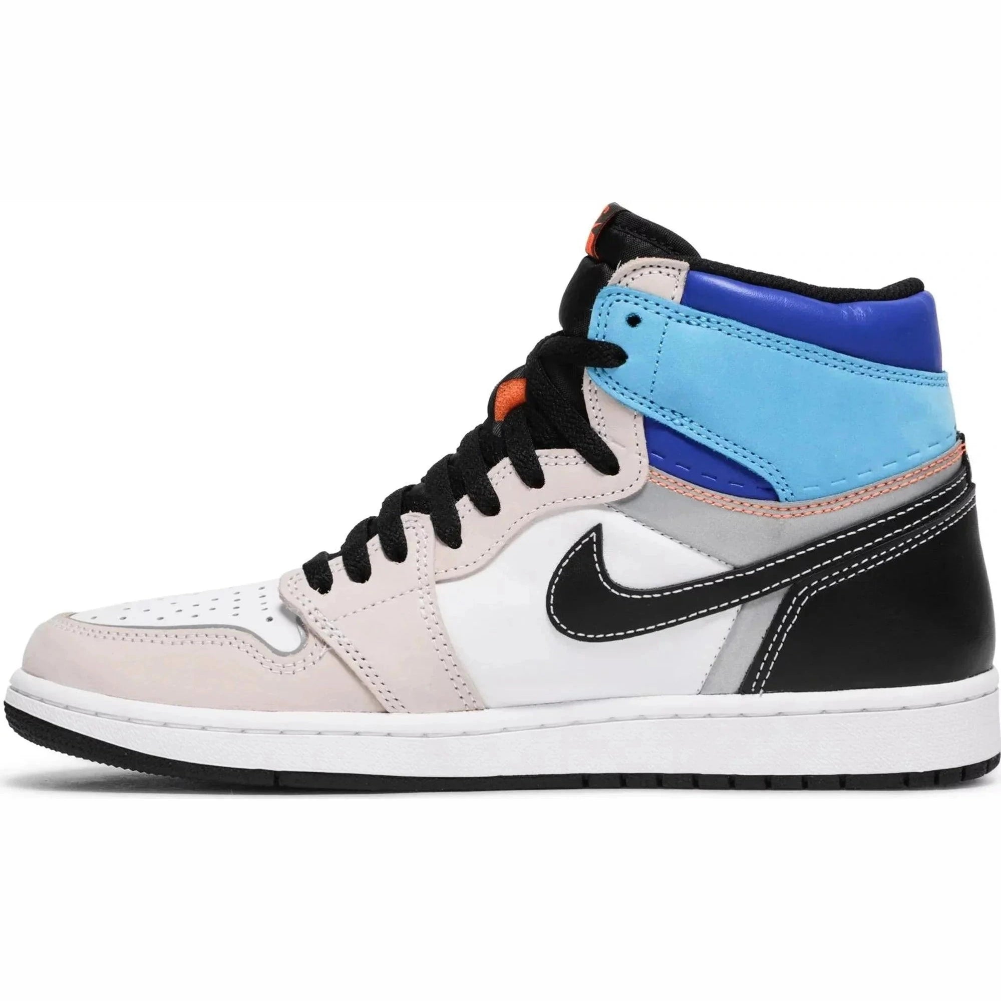 Air Jordan 1 Retro High OG Prototype sneaker with blue, black, and white color blocking