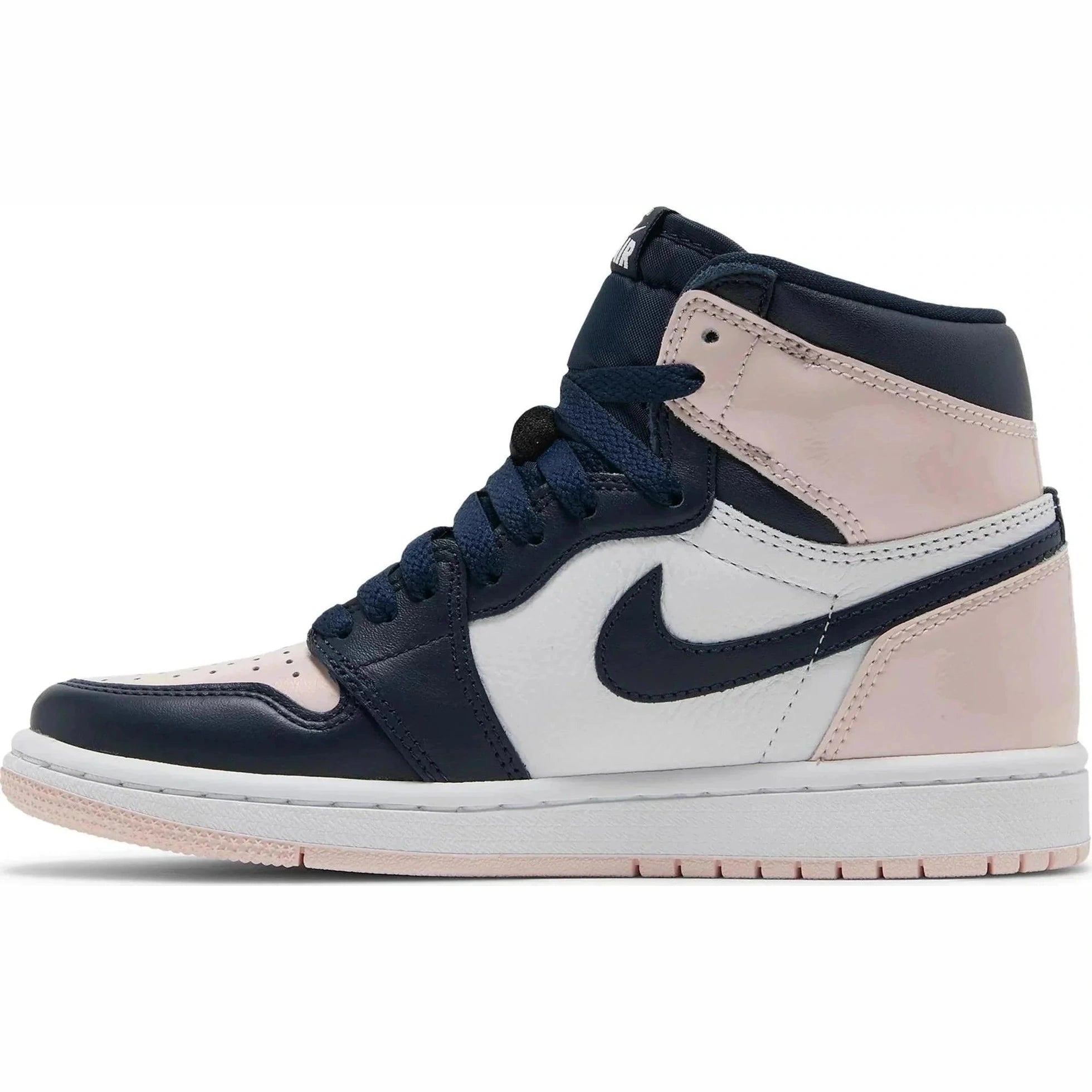 Air Jordan 1 Retro High OG SE Bubble Gum sneaker with navy, pink, and white leather design