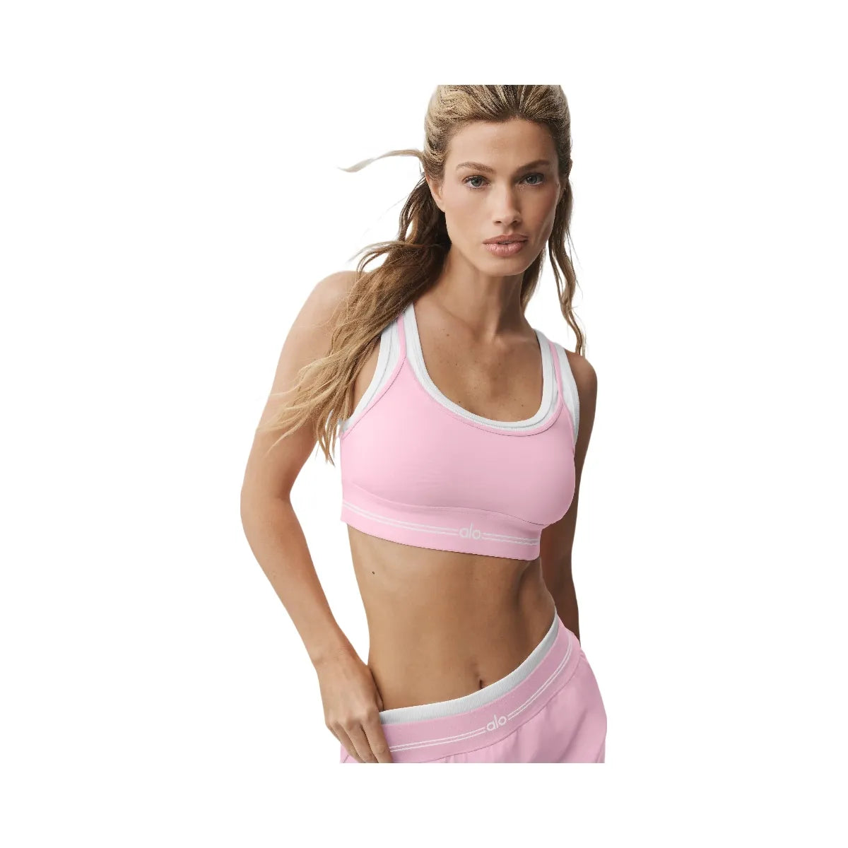 Alo Airbrush Better Together Bra 'Pink Marshmallow/White'
