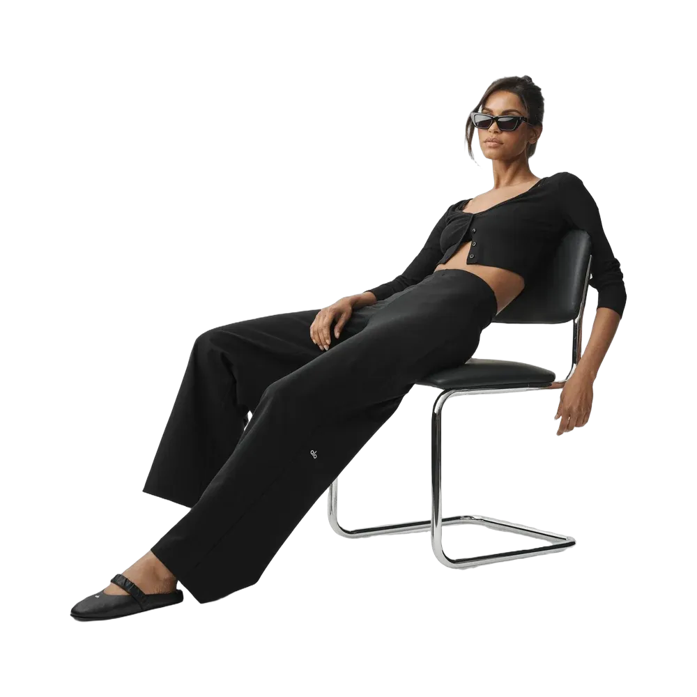 Alo Airbrush High-Waist Wide Leg Pant (Long) 'Black'