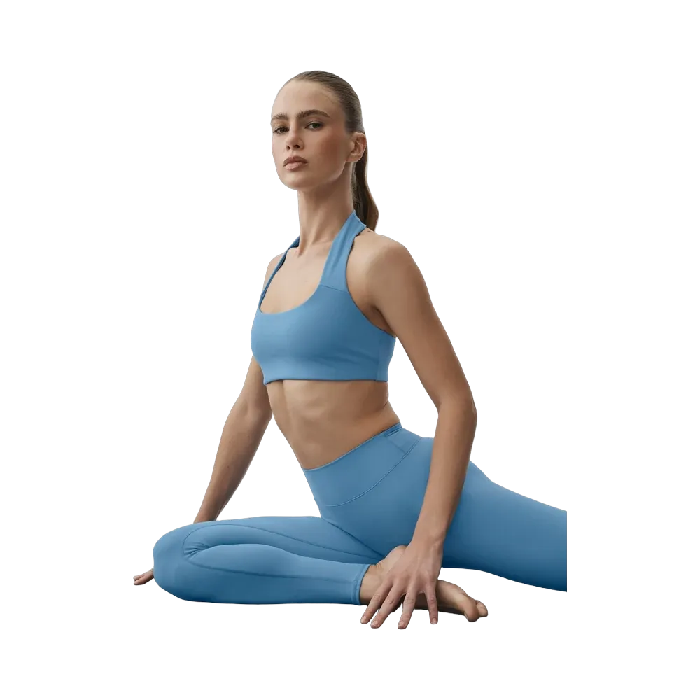 Alo ALO Softsculpt Feel The Heat Halter Bra 'California Blue'