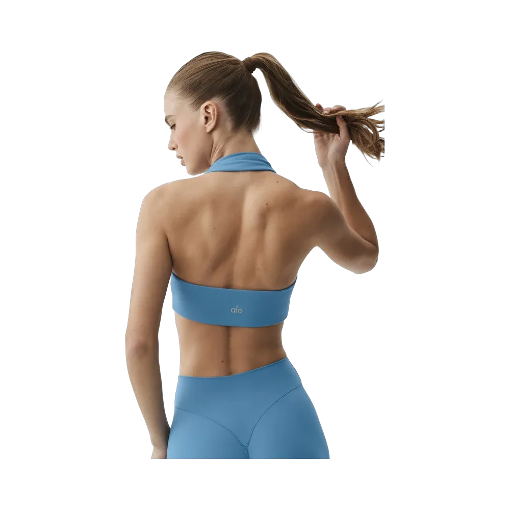 Alo ALO Softsculpt Feel The Heat Halter Bra 'California Blue'