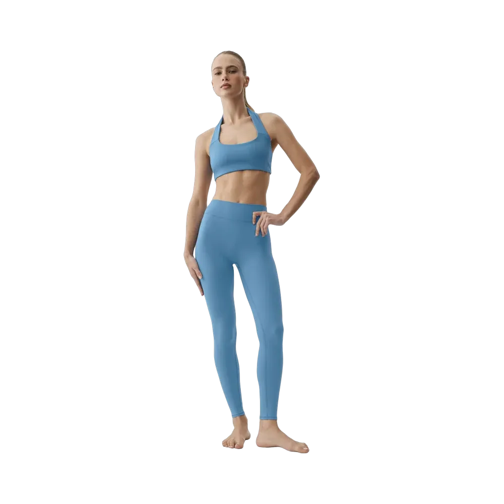 Alo ALO Softsculpt Feel The Heat Halter Bra 'California Blue'