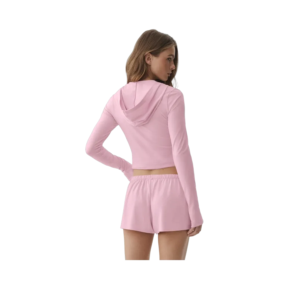 Alo Alosoft Finesse Full Zip Fitted Hoodie 'Pink Marshmallow'