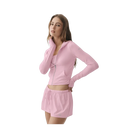 Alo Alosoft Finesse Full Zip Fitted Hoodie 'Pink Marshmallow'