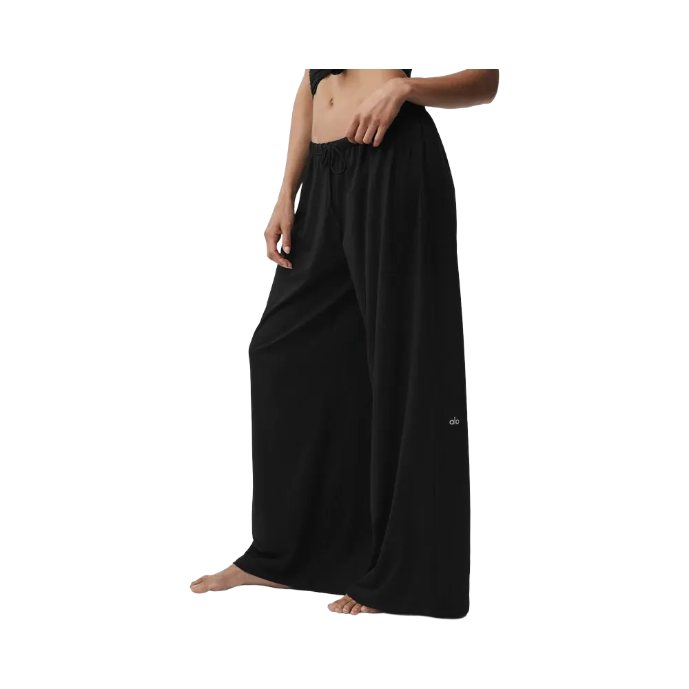 Alo Alosoft Mid-Rise Finesse Wide Leg Sweatpant 'Black'
