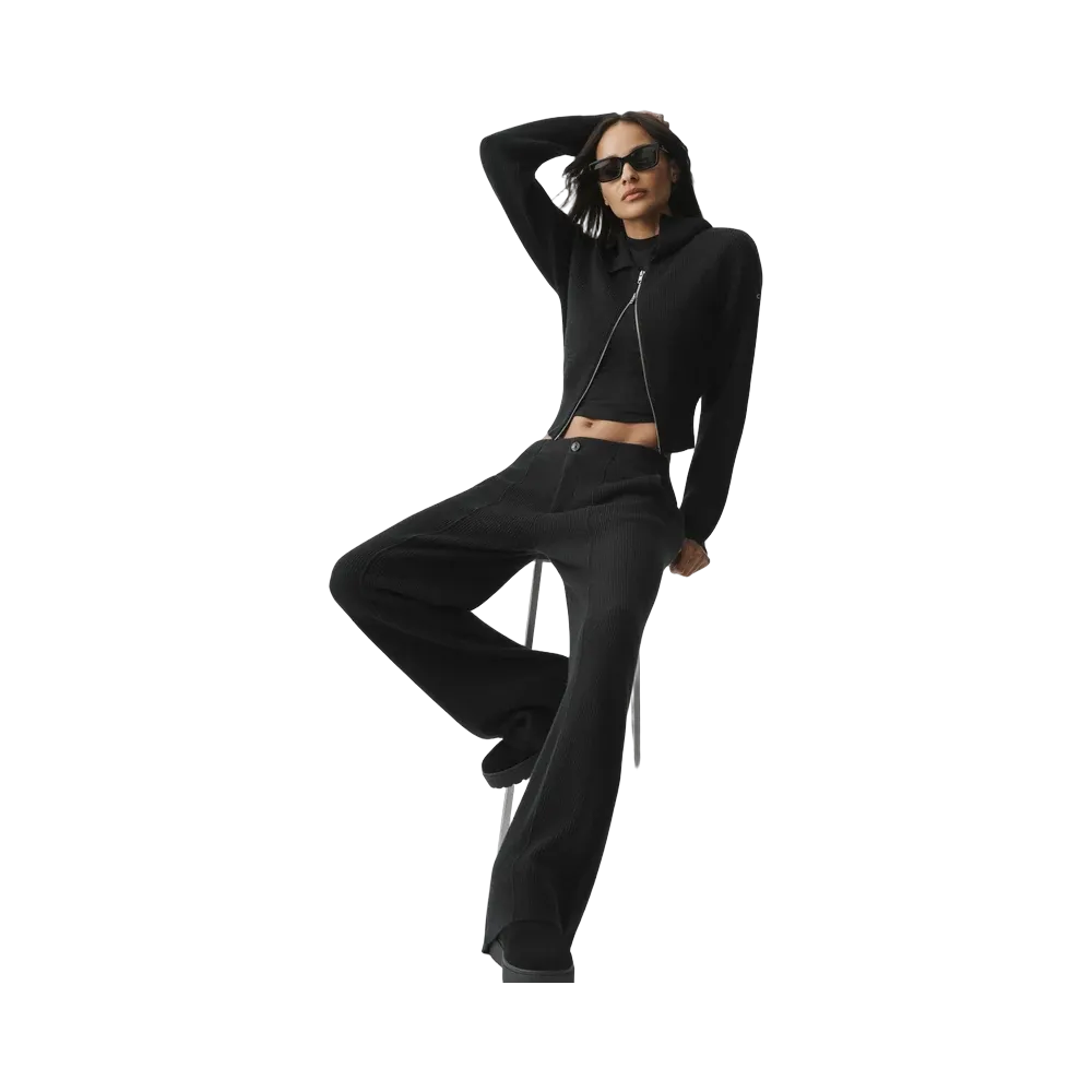 Alo Cashmere Wool Low-Rise Harmony Trouser (Regular) 'Black'