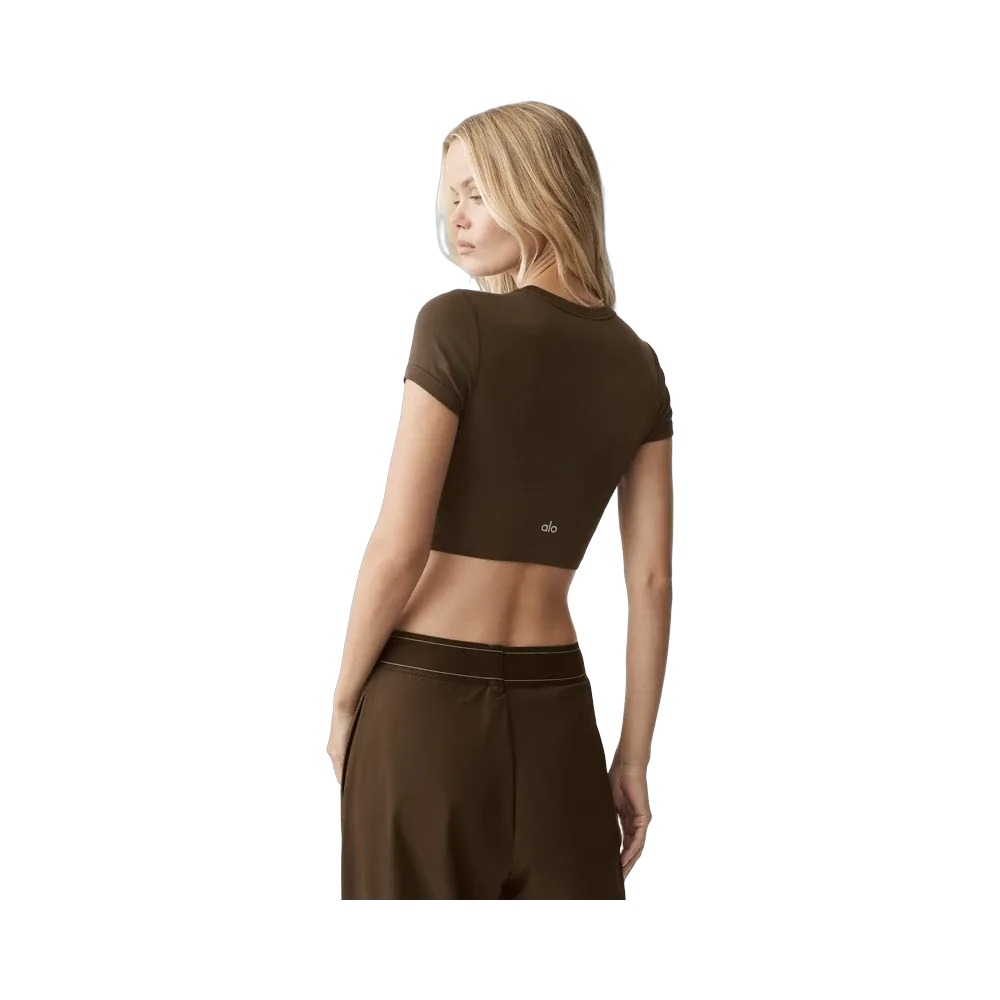 Alo Cropped Timeless Tee 'Espresso'