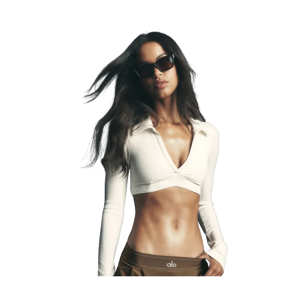 Alo In It To Win It Long Sleeve Bra 'Ivory'