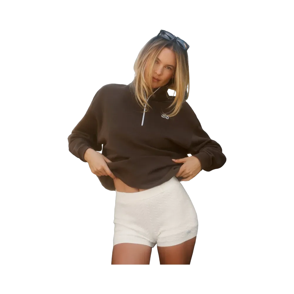 Alo Mini Cable High-Waist Sweater Short 'Ivory'