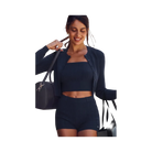 Alo Mini Cable High-Waist Sweater Short 'Navy'