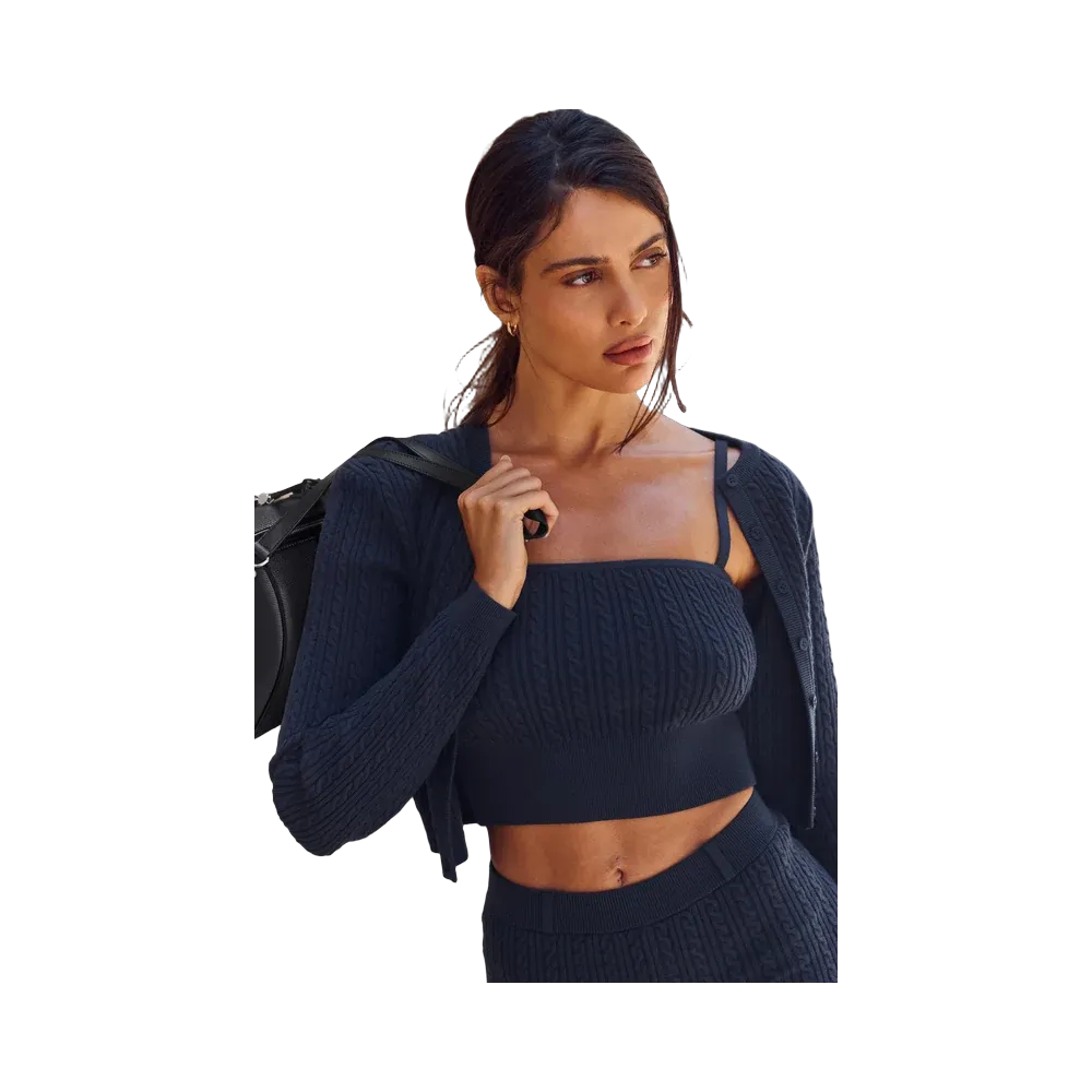 Alo Mini Cable Sweater Tank 'Navy'