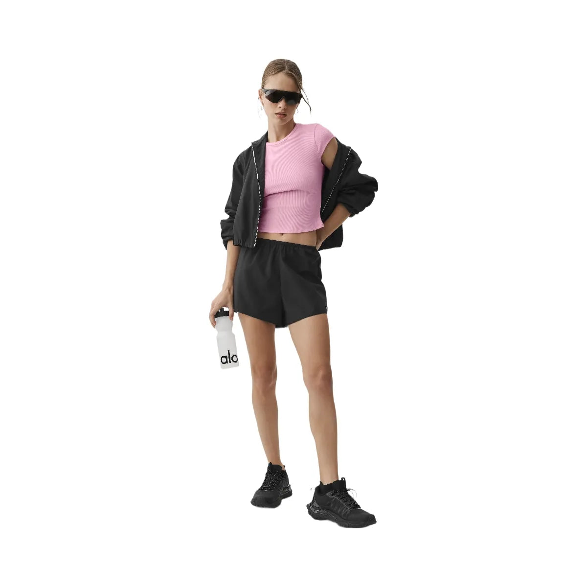 Alo Ribbed Modal Cap Sleeve Top 'Pink Marshmallow'