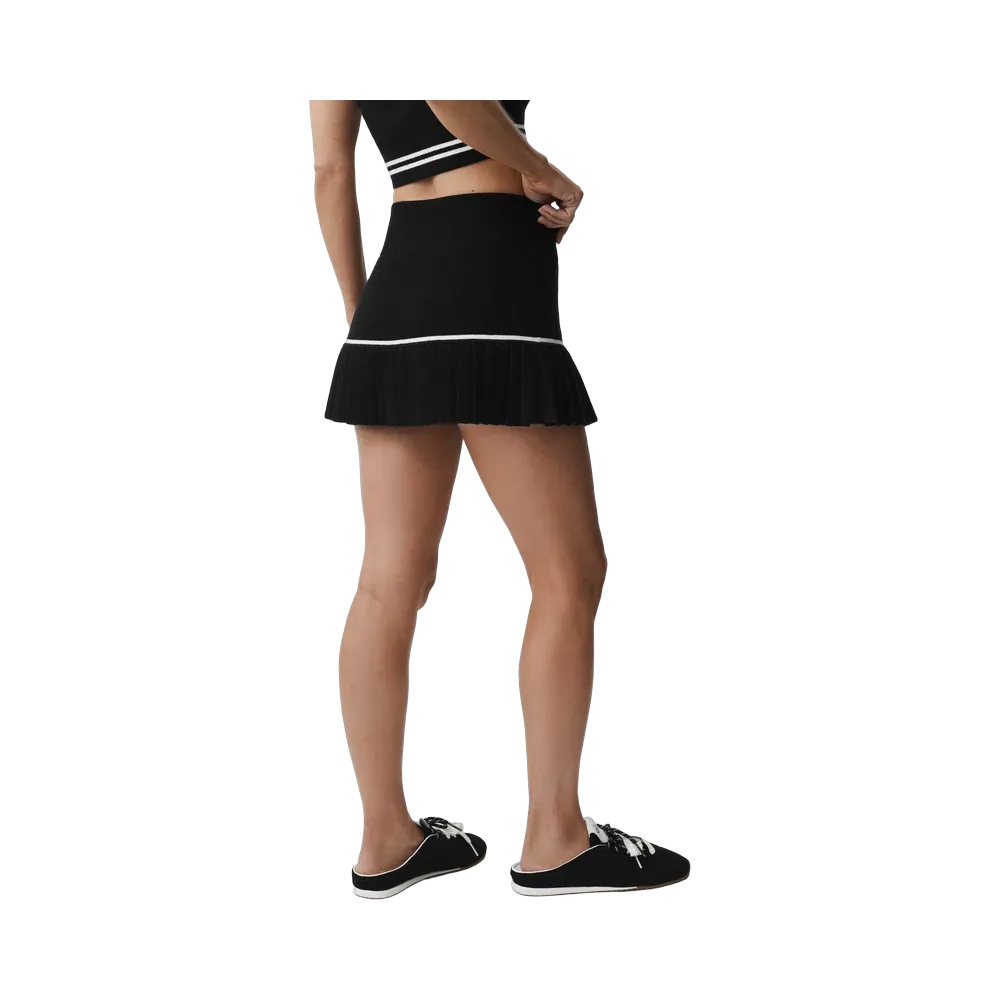 Alo Scholar Knit High-Waist My Serve Tennis Skirt 'Black/White'