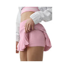 Alo Scholar Knit High Waist My Serve Tennis Skirt 'Pink Marshmallow/White'