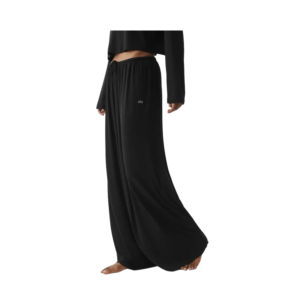 Alo Semi Sheer High-Waist Oasis Wide Leg Pant (Regular) 'Black'