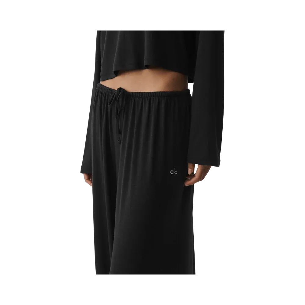 Alo Semi Sheer High-Waist Oasis Wide Leg Pant (Regular) 'Black'