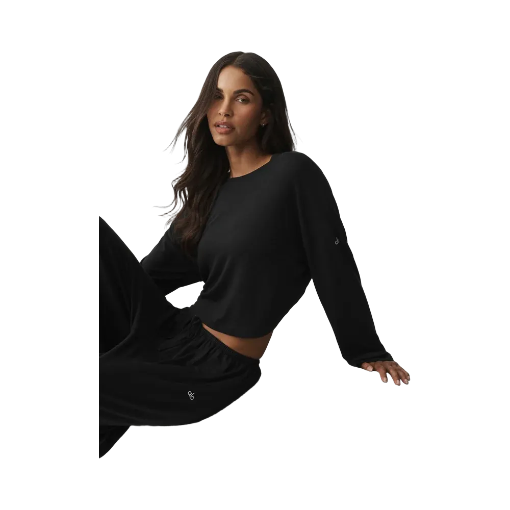 Alo Semi-Sheer Oasis Boxy Long Sleeve 'Black'